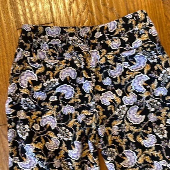 Garnet Hill purple floral corduroy wide leg pant size 4 - Picture 13 of 14